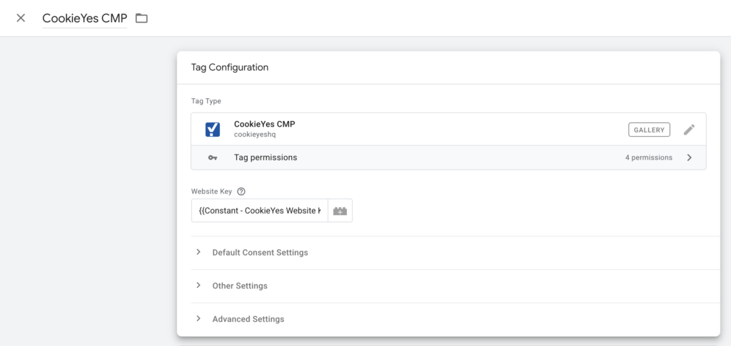 CookieYes CMP Website Key Setup in Google Tag Manager